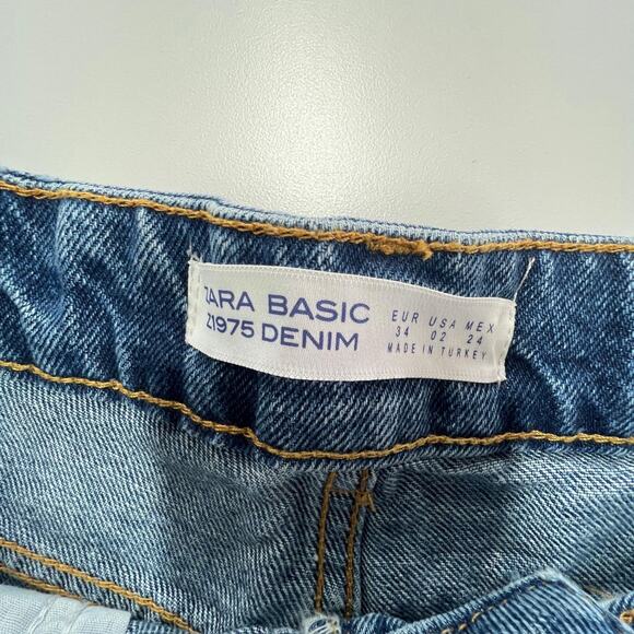 Zara Denim Shorts Womens 2 High Rise Grommet Side Fray Hem Summer Cutoff - Picture 4 of 8